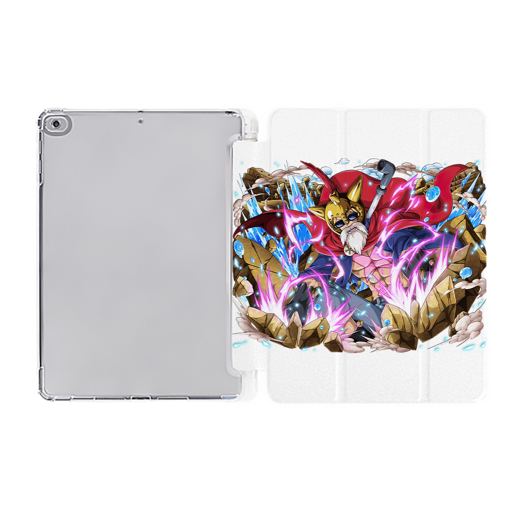 （画像用） ワンピース モンキー・D・ルフィ ONE PIECE Monkey D. Luffy IPad ケース ペン収納付き 三つ折りスタンド PUレザー×シリコン 対応機種9.5/10.5/10.9インチ
